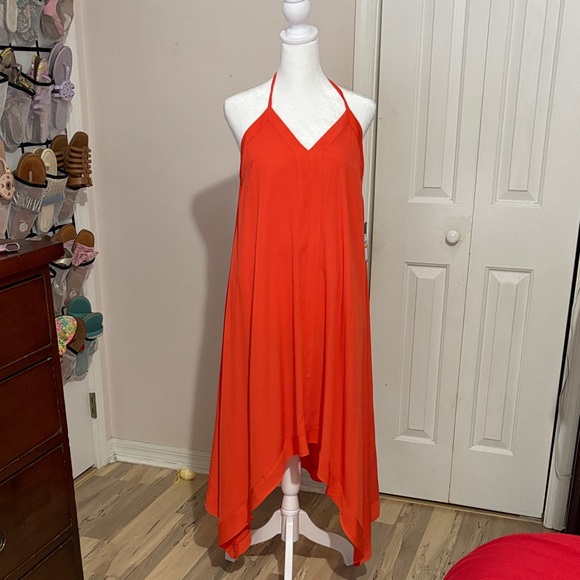 RACHEL Rachel Roy Asymmetrical Dress in Vibrant Orange - Picture 1 of 3